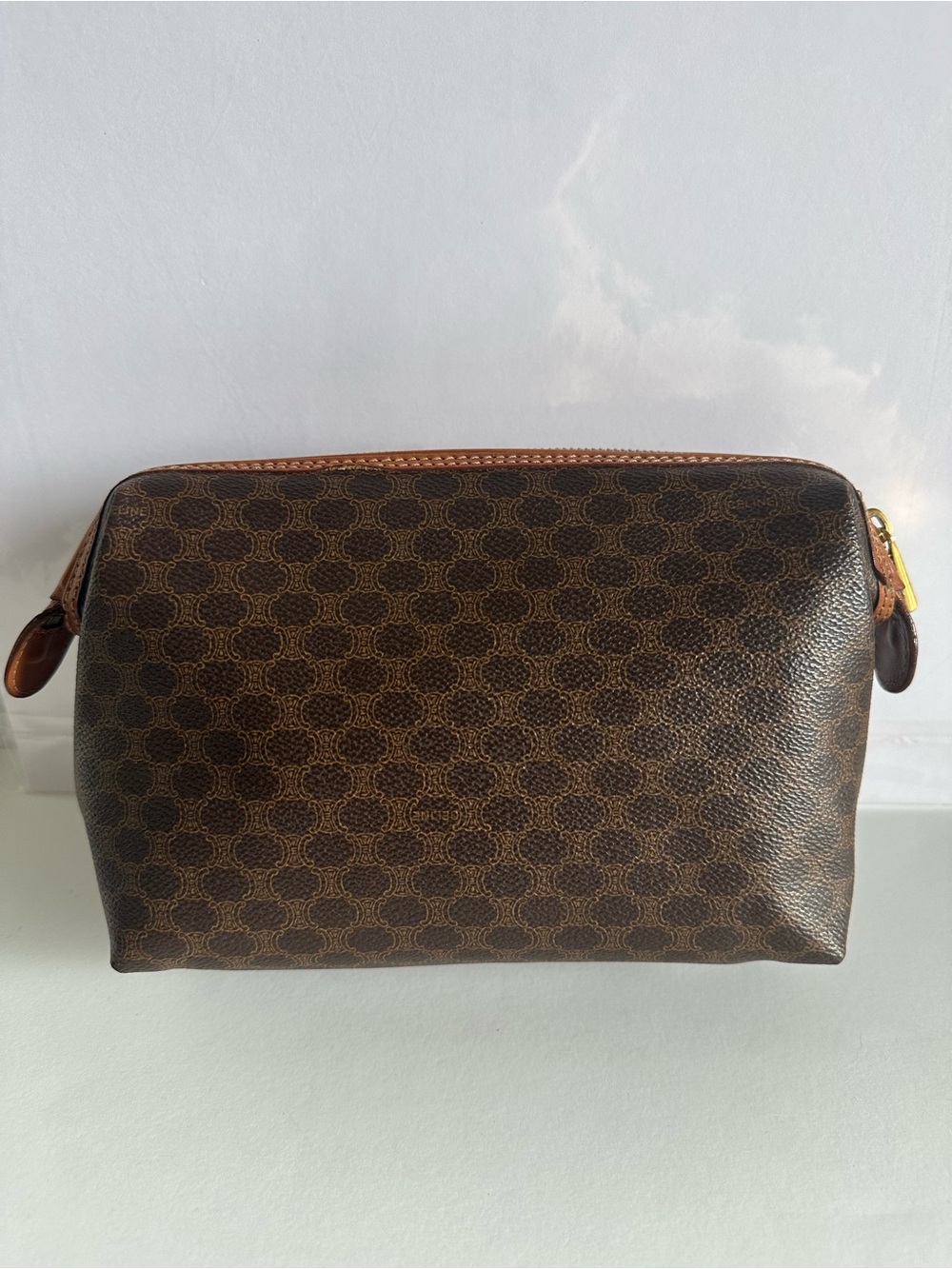Vintage CELINE Macadam Triomphe Cosmetic Pouch Clutch Bag Italy - Picture 4 of 17